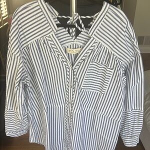 WE THE FREE Striped Blue and White Women's Top